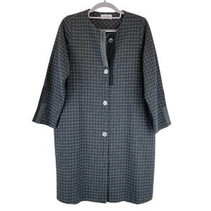 TERRA by SJ Apparel Art-To-Wear Cotton Overcoat Topper Stitched Grid Pattern S